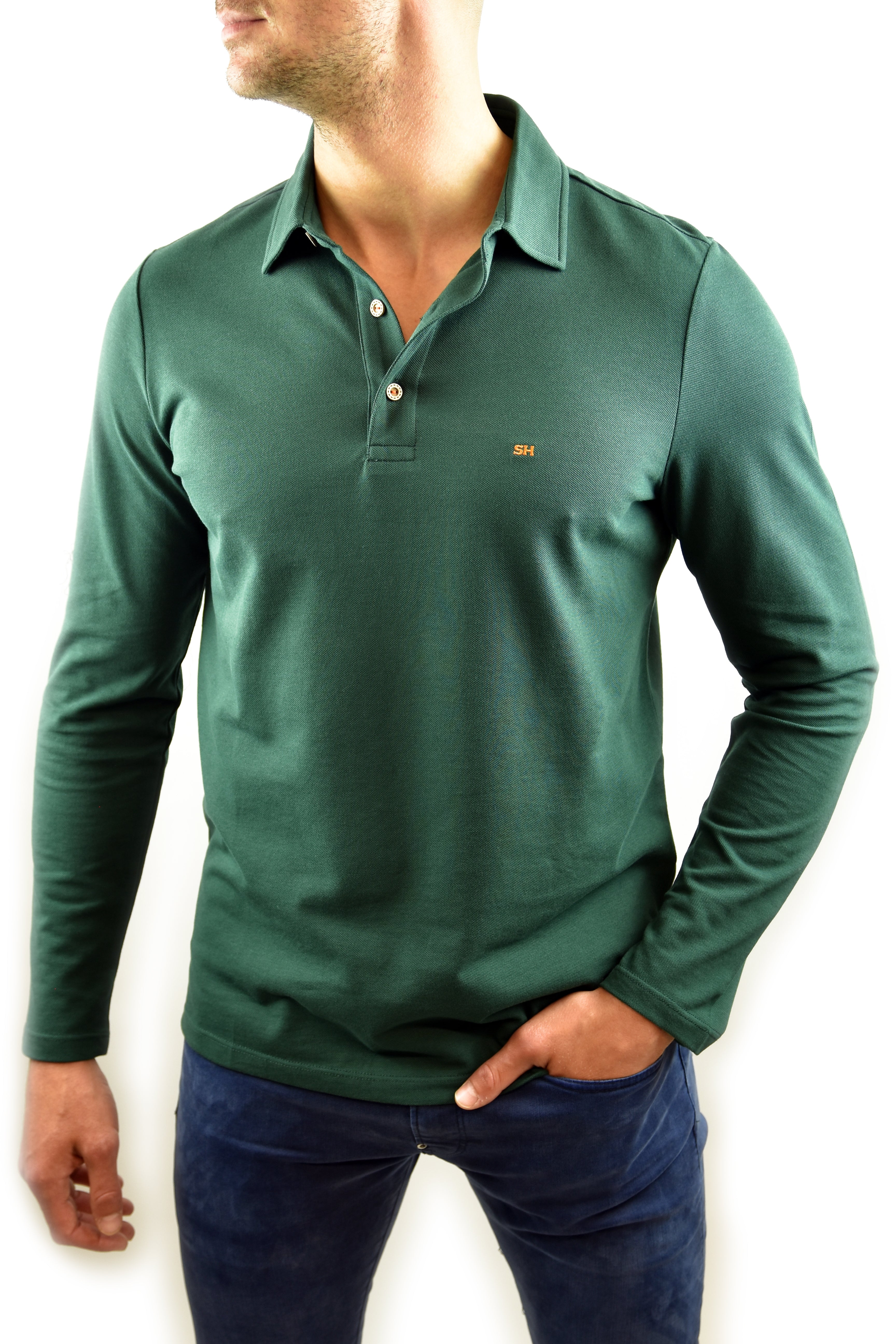 Long Sleeve Polo Shirt Green