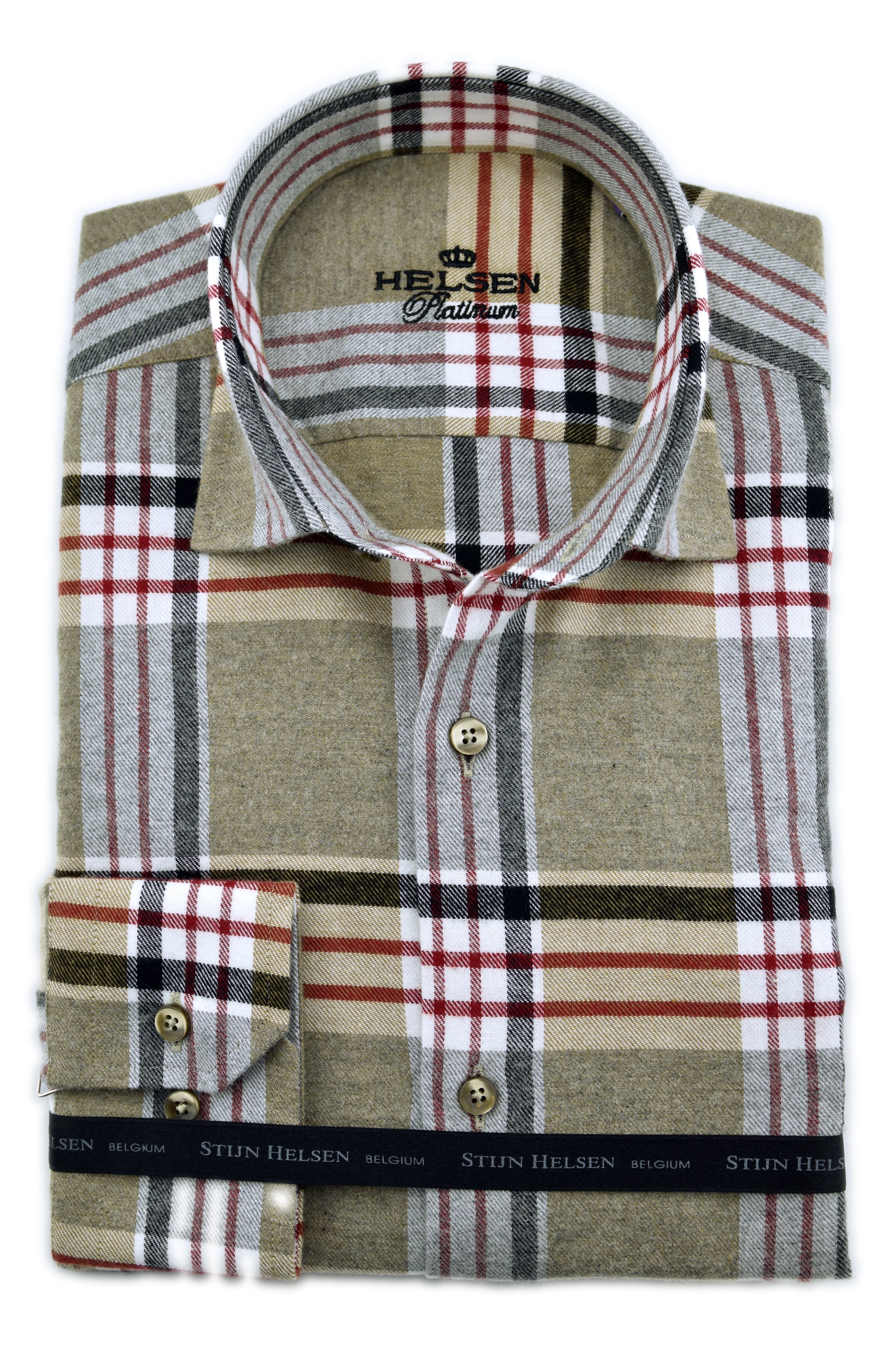 Flannel Olive - Red check