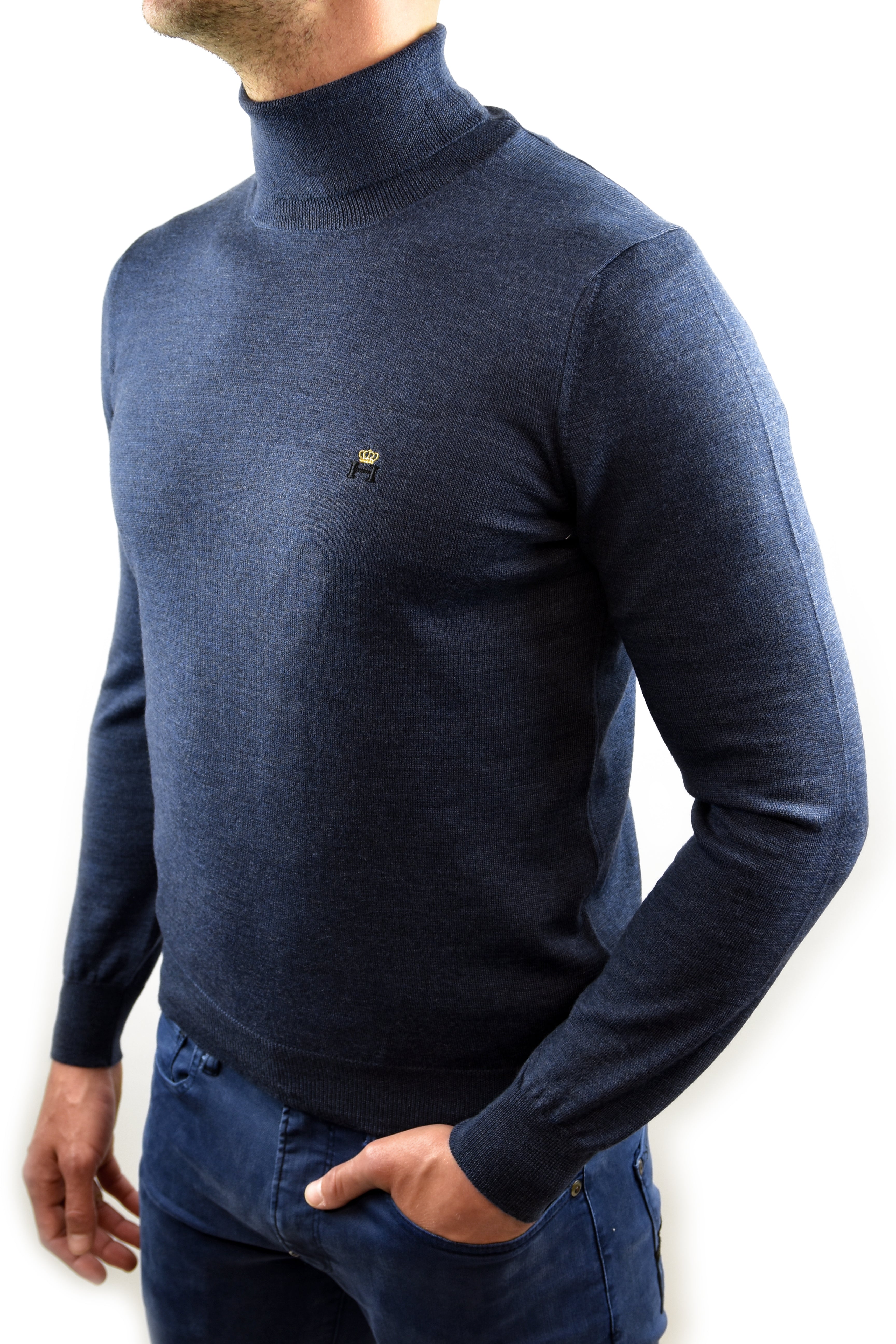 Turtle Neck Pull Dark Blue