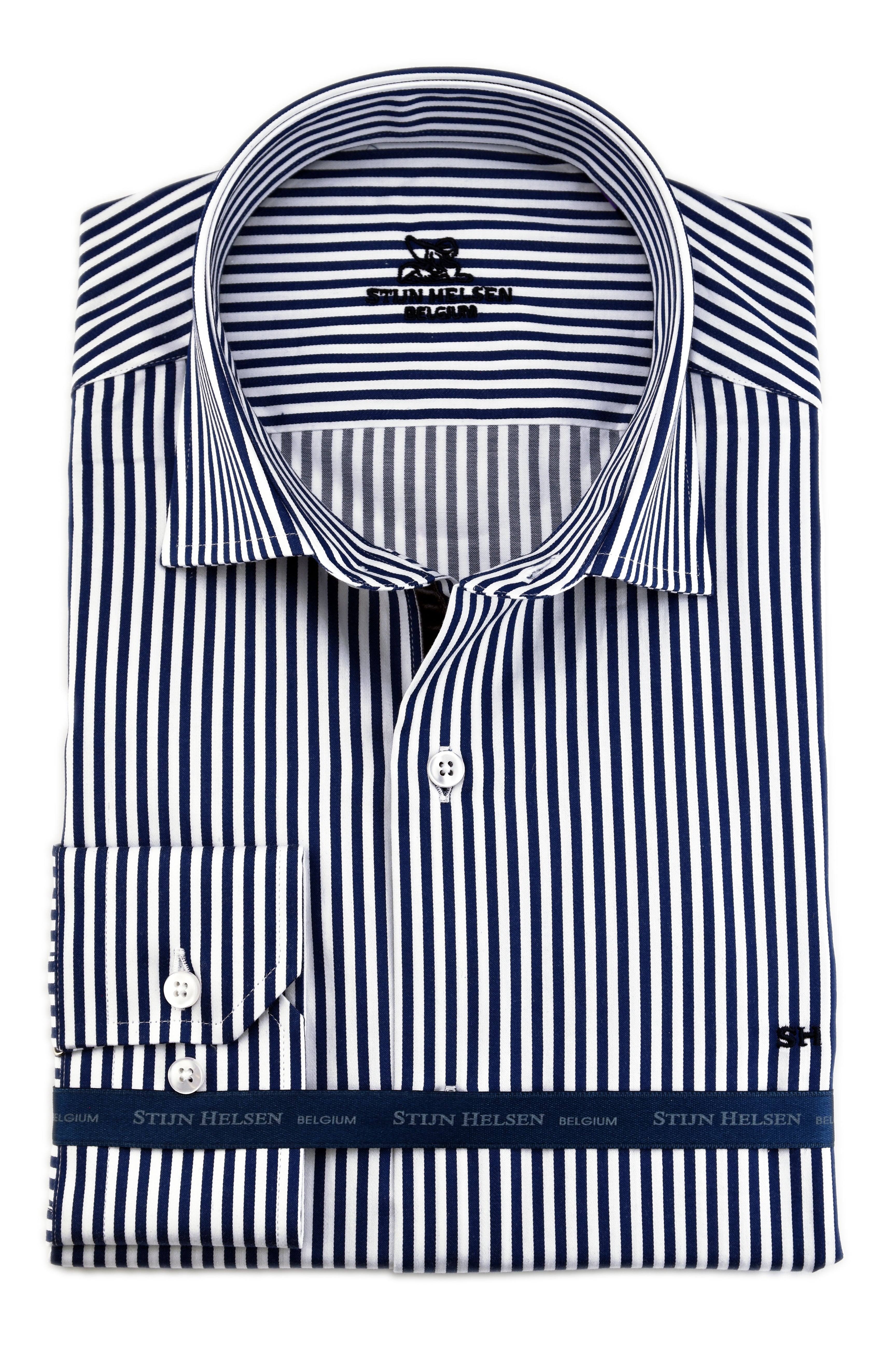 White - Navy Stripes
